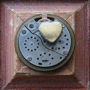 Heart Art You Make My Heart Jump Valentine Art Love Wall Art Mixed Media Assemblage Steampunk Wood Collage image 3