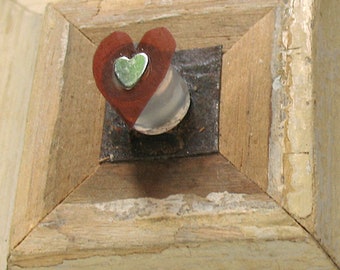 Heart Art - Heart to Heart - Original Mixed Media Assemblage - Architectural Salvage Wood Collage -  Mini Heart Wall Art - Valentine Art