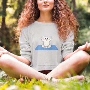 Yoga Ghost Sweatshirt • Funny Halloween Yoga Pullover • Spooky Season Zen Crewneck