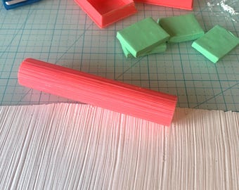 Line Texture Clay Roller, Polymer clay supplies and tools, book pages, brushed metal