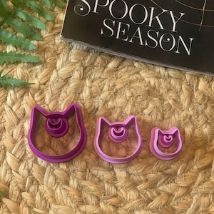 Moon Cat cutters for Polymer Clay, witchy, autumn, spooky, halloween, witchcraft, clay craft, earring/jewelry making supplies/tools, 3 sizes