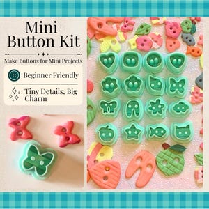 Polymer Clay Button Cutters | 16 Shapes with Centered Holes for Earrings, Charms
