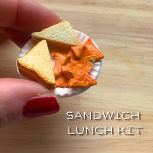 Miniature Sandwich Lunch Kit for Polymer Clay | Bread, Cheese, Lettuce, Doritos, Plate + Texture Roller