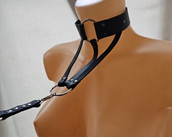 Tangent real leather chocker and lead