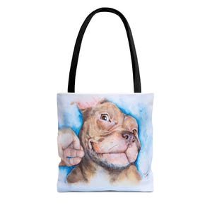 Adorable Pitbull Tote Bag, Dog Lover Gift, Animal Print Bag, Cute Pet Accessory, Everyday Use Tote