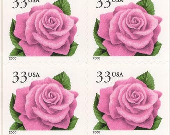 33 cent Flora & Fauna Series: Coral Pink Rose, 2000 Date, unused Posted Stamps for Wedding Invitations ( total 60 )