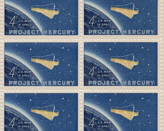 Vintage 1962 Project Mercury Stamp, 4 Cent Space Exploration Postage,  (Scott #1193)