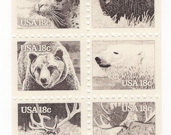 Vintage 1981 Wildlife of America, unused Postage Stamps, 18 Cent, Total 60