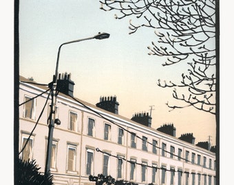 Longford Terrace I - Original Reduction Lino Print