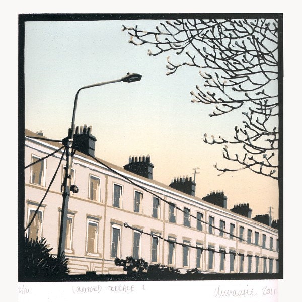 Longford Terrace I - Original Reduction Lino Print