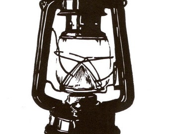 Hurricane Lantern - Original Lino Print