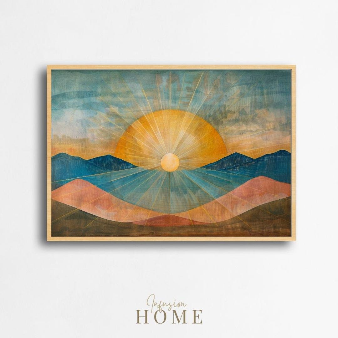 Golden Sunrise Mountain Print: Abstract Landscape Wall Art (digital ...