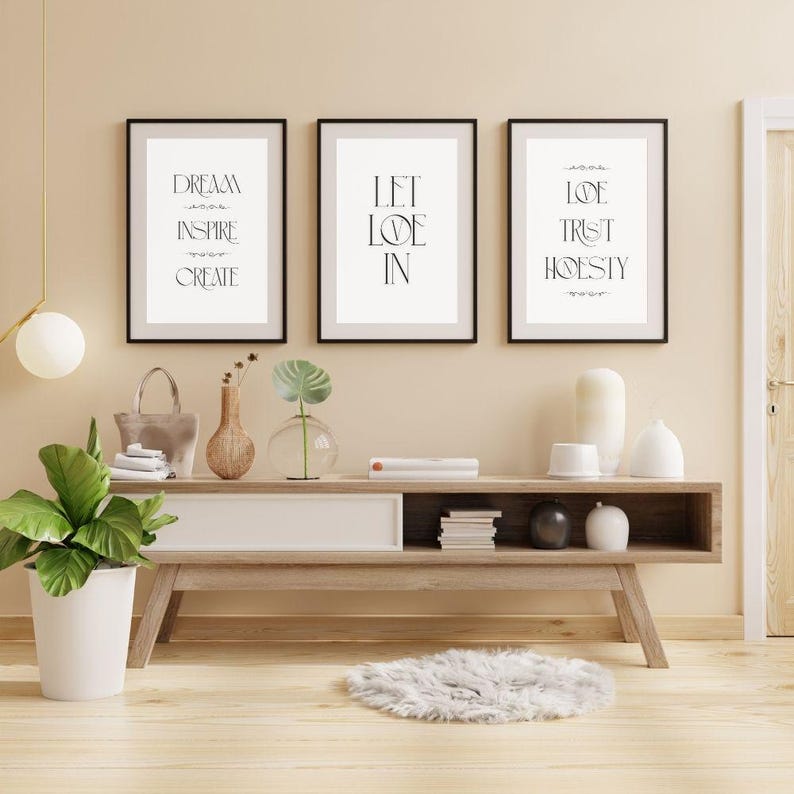 Black and White Inspirational Wall Art Bundle - Printable Quote Set - Etsy