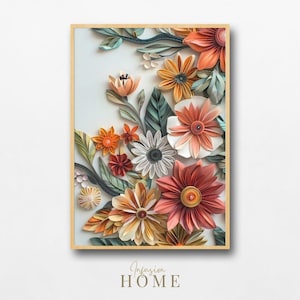 Bold Floral Paper Cut Art: Modern Quilling Flower Design (Instant Download)