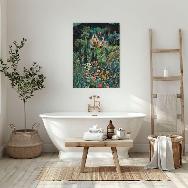Secret Summer Garden with Wildflowers and Whimsical Home
