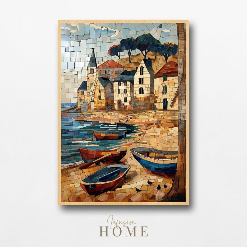 Boat Coast Summer Seaside Poster Wall Art Seaside Coastal Village