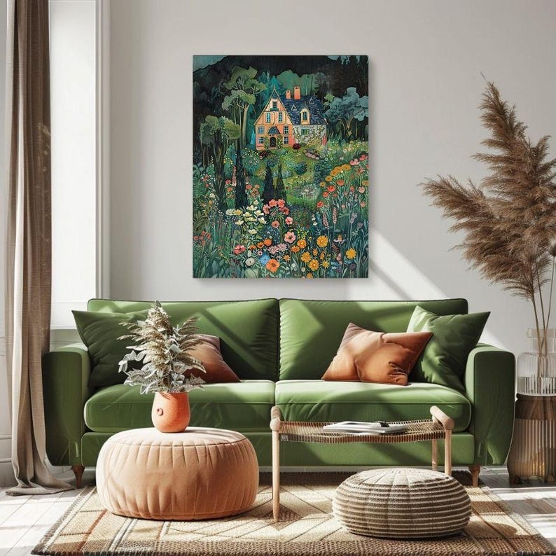 Secret Summer Garden with Wildflowers and Whimsical Home