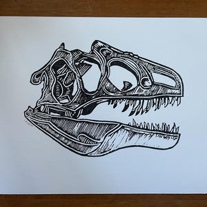 Dinosaur Linocut Print