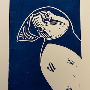 Puffin Linocut Print
