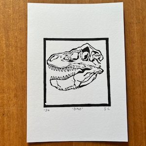 Dinosaur Linocut Print