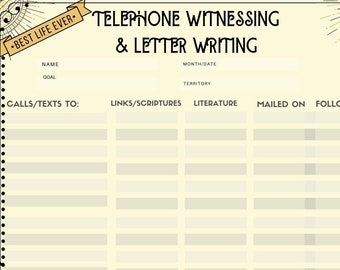 Vintage JW Telephone & Letter Writing Zoom Printable Service Supplies JW Service Supplies Pioneer Gifts Best Life Ever Gifts Zoom Service JW