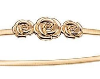 Anthropologie Rose Belt, Embellished Belt, Gold Belt, 1950's Day Dress Belt, Vintage Inspired, Kate Spade Inspired, Mad Men, Stretch Belt