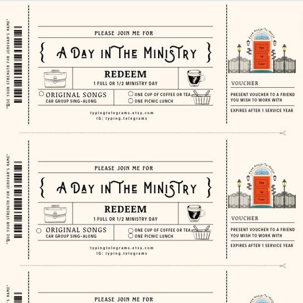 12 JW  Ministry Tickets Cottage Ministry Planner JW Planner JW Pioneer Gifts Best Life Ever Jw Family Worship Jw Ministry Gifts Jw Printable