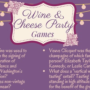 Wine and Cheese Party Game  Wine Party Game, Game Night Adults Zoom Game JW Games Wine and Cheese Game, Ladys Night Wine Game, Wine tasting