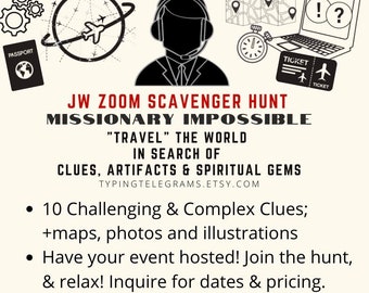 JW Zoom Scavenger Hunt JW Game Zoom Jw Missionary Impossible JW Family Worship Game Night Best Life Ever Jw Pioneer Gifts Jw Pioneer Game