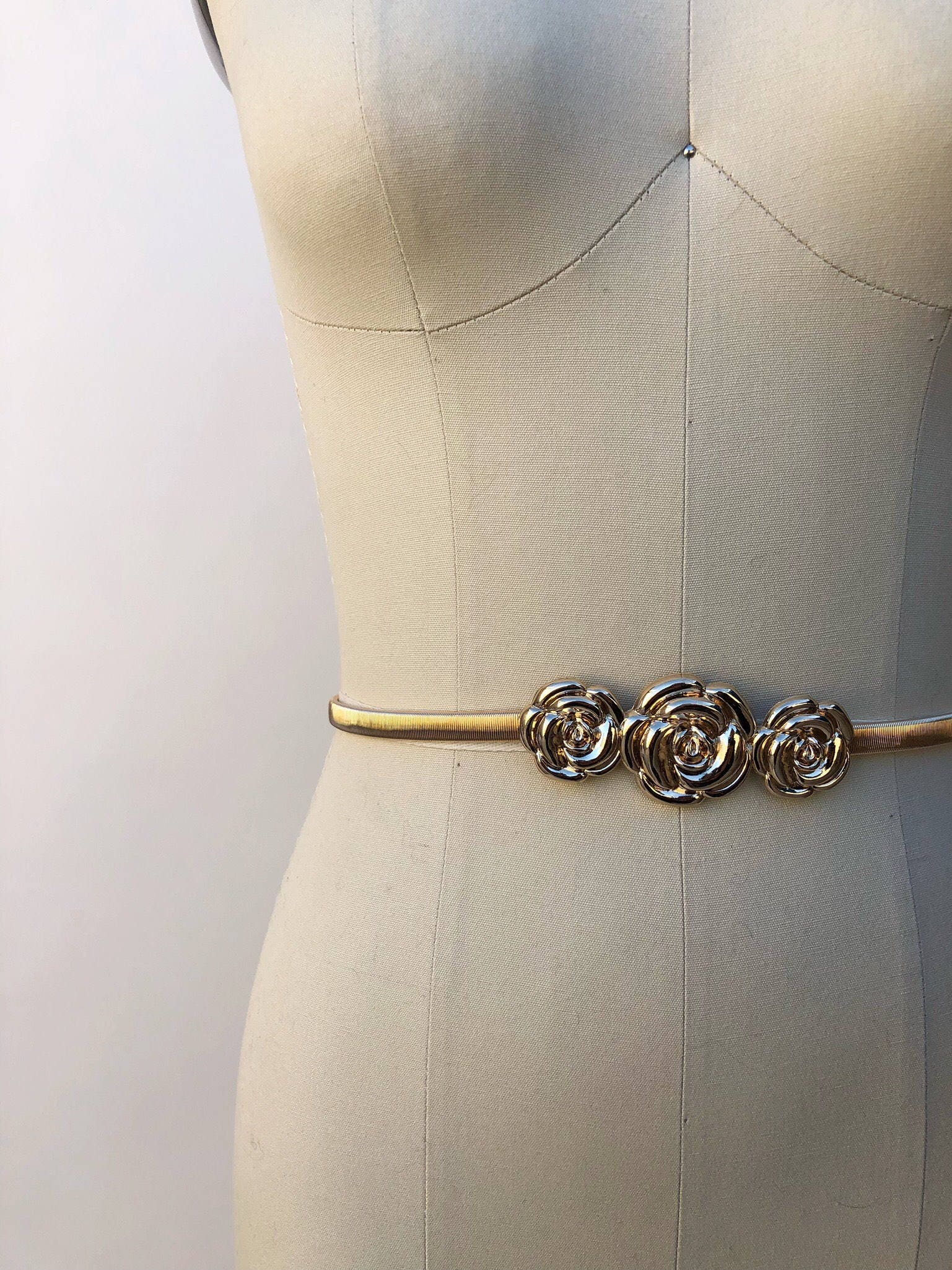 Anthropologie Rose Belt, Embellished Belt, Gold Belt, 1950