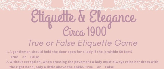 Downton Abbey Tea Party Etiquette Game Virtual Table Etiquette Etsy