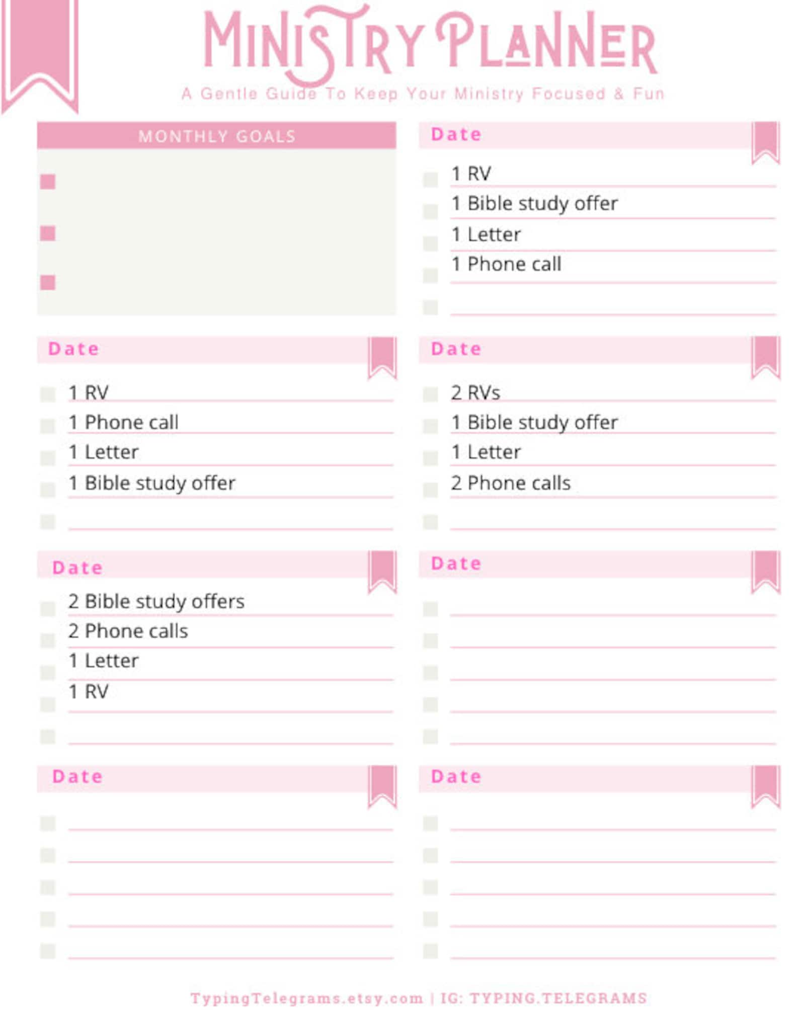 JW Ministry Planner JW Planner Telephone &amp; Letter Writing Zoom - Etsy