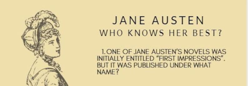 Jane Austen Tea Party Game, Pride and Prejudice, Jane Austen Emma, Jane Austen Party, Tea Party Games, Afternoon Tea Party, Jane Austen Gift image 2