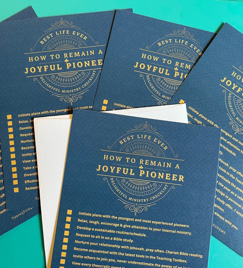 JW PIONEER cards, JW Checklist Card, jw Pioneer School Cards, Best Life Ever Gifts, jw Pioneer Gifts jw Field, Pioneer Dinner New Pioneer image 1