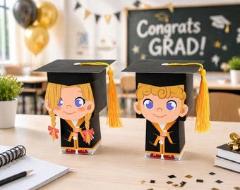10 cajas para regalos de graduación, cajas de dulces para niños, decoraciones para fiestas de graduación - 4,5 x 4,5 x 12,5 cm