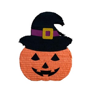 Halloween Pumpking Pinata  with Hat 16x16x4 inch, Kids Halloween Party, Large Halloween Pinata, Baby Shower Pinata, Homemade Pinatas