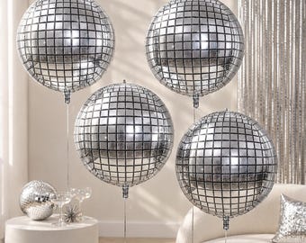 22" zilveren discobalballon - 6 stuks, heliumfeestdecor voor vrijgezellenfeest jaren 70 en 80