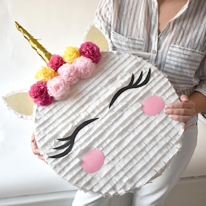 Large Unicorn Pinata with Flowers for Birthday Party 23 x 16 x 4 inch, Party Pinatas, Unicorn Birthday Outfit, Birhtday Pinatas - 1pcs