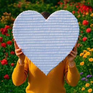 Pignatta a forma di cuore bianco grande 23x16x4 pollici, Pignatta per matrimonio, decorazione per addio al nubilato, Pignatta per festa di compleanno, decorazione per festa di fidanzamento, Pignatta a forma di cuore