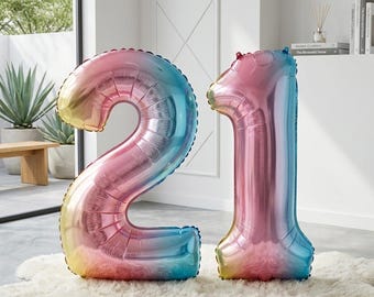 Regenbogen Farbverlauf Anzahl Ballon 30 "- 40" Folie Geburtstag Ballon, Hochzeit Party Decor - 1Stk