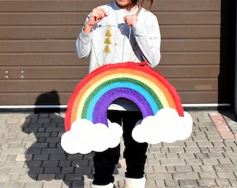 Rainbow Cloud Pinata: Whack String Party Game (23x16x4 inch)