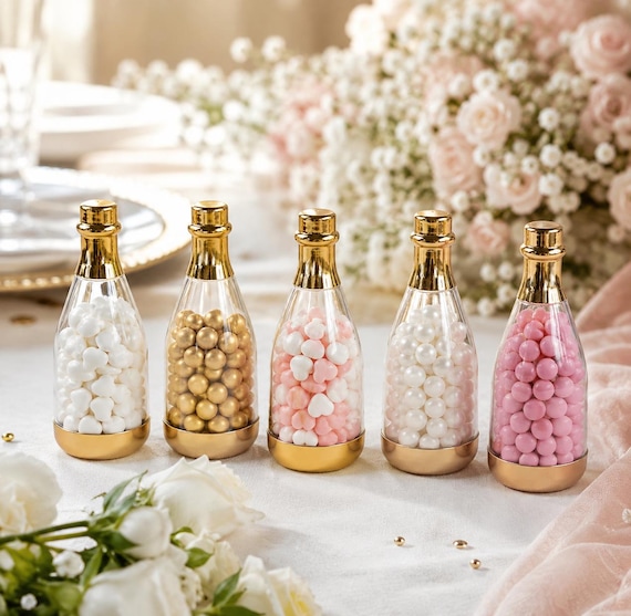 小物入れ ANGEL CHAMPAGNE Mini Retail Box 12 Set Mini Champagne Bottle Favor Boxes, Wedding Candy Containers
