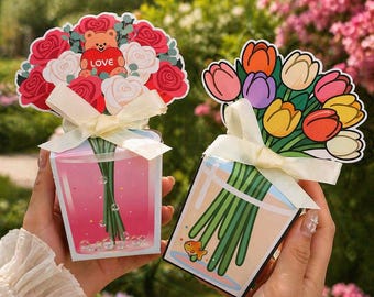10 confezioni regalo con bouquet di tulipani e rose, vasi trasparenti, bomboniere per feste, decorazioni per San Valentino e matrimoni.