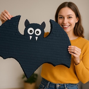 Large Halloween Bat Pinata 23x16x4 inch – Spooky Party Decor, Halloween Birthday Pinata for Kids & Adults, Bat Shaped Pinata for Boys