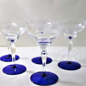 Vintage Weston Midnight Stem Blue Small Wine Glasses - lollygag