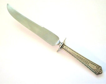 Knife with Guard Manchester Princess Sterling Handle Vintage Antique Monogramed Carving Knife