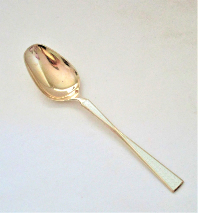 Marthinsen Spoon Sterling with Gold Wash Enamel Handle Norway Vintage Norwegian image 1