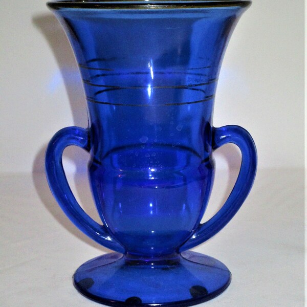 Cobalt Blue Depression Glass Vases Etsy