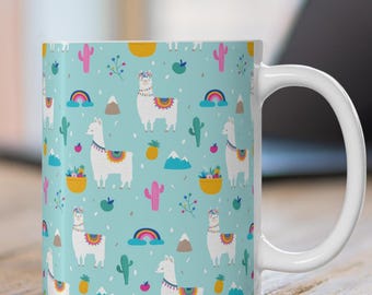 Llama Coffee Mug, Whimsical Alpaca Design