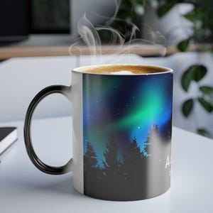 Aurora Nordlichter Farbwechsel Tasse: Wärmeempfindliche magische Kaffeetasse